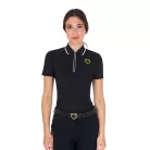 Equestro Női slim fit edzőpóló cipzárral és mellkasi logóval