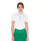 Equestro Női slim fit edzőpóló cipzárral és mellkasi logóval