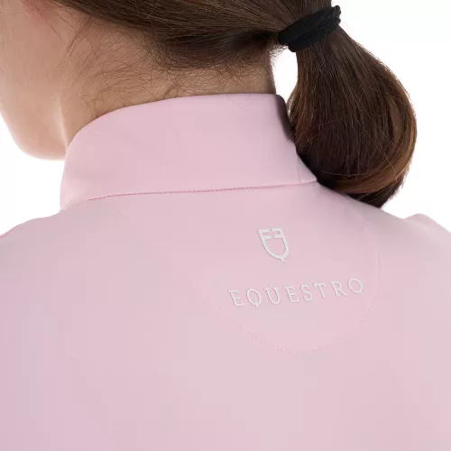 Equestro Női slim fit edzőpóló cipzárral és gyöngyökkel