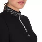 Equestro Női slim fit edzőpóló, cipzárral és strassz gallérral