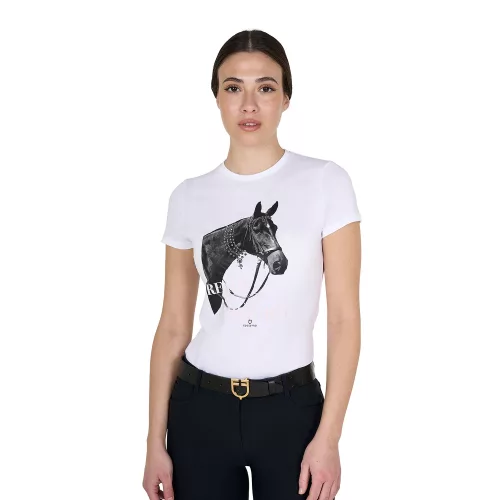 Equestro Női Készen Állok a Bulira Pamut Póló Strasszokkal