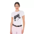 Equestro Női Készen Állok a Bulira Pamut Póló Strasszokkal