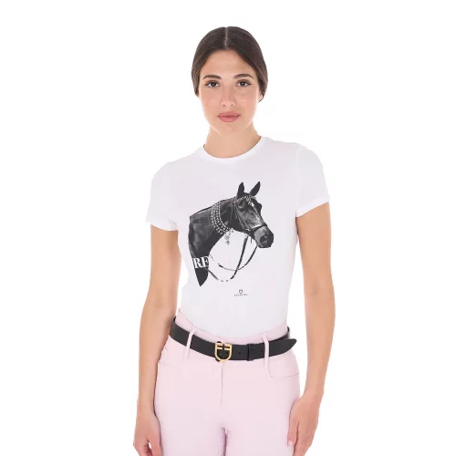 Equestro Női Készen Állok a Bulira Pamut Póló Strasszokkal