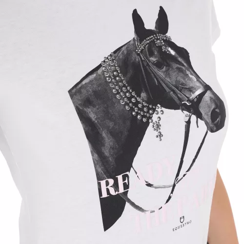 Equestro Női Készen Állok a Bulira Pamut Póló Strasszokkal