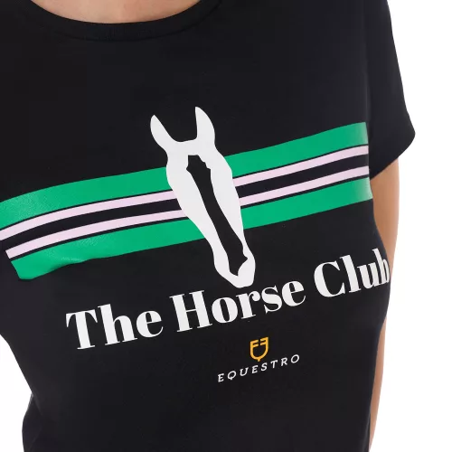 Equestro Női Csíkos Lovas Klub Pamut Póló