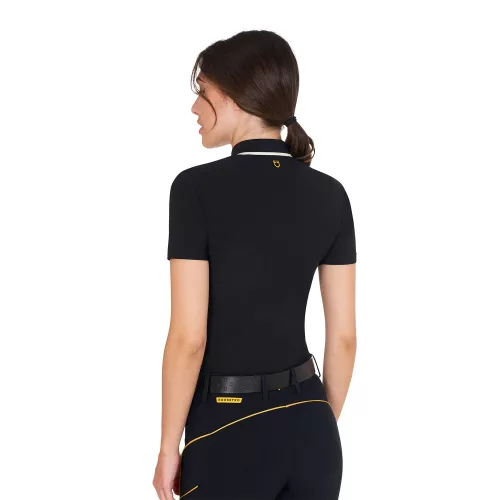 Equestro Női slim fit edzőpóló zipzárral és logóval