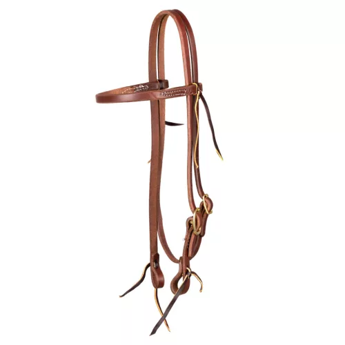 5/8" Egyszeres Csattal Rózsás Fejstall, one size, sötét olaj