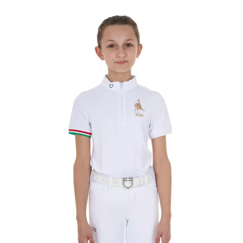 Lányok zipzáras versenypóló Equestro X FISE