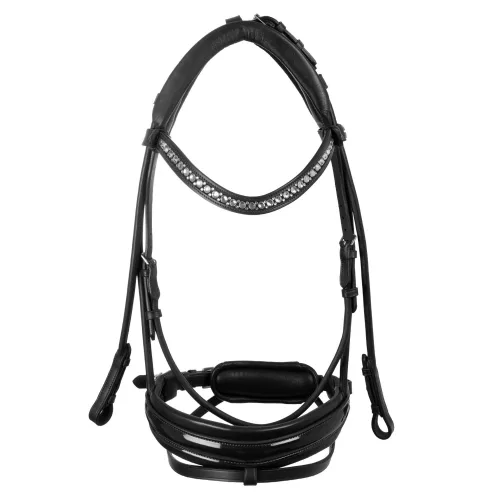 Dalila bőr kantár, pony, fekete/fekete