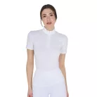 Equestro Női slim fit tréning póló cipzárral és gyöngyökkel