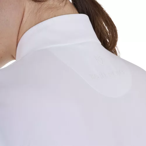 Equestro Női slim fit tréning póló cipzárral és gyöngyökkel