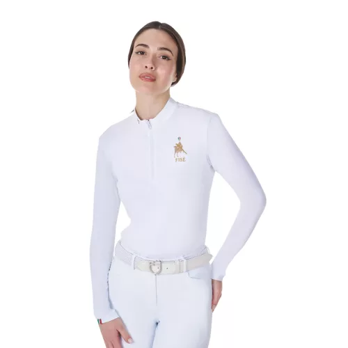 Női hosszú ujjú versenypóló Equestro X FISE