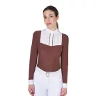 Női slim fit póló ing plissézett pamuttal