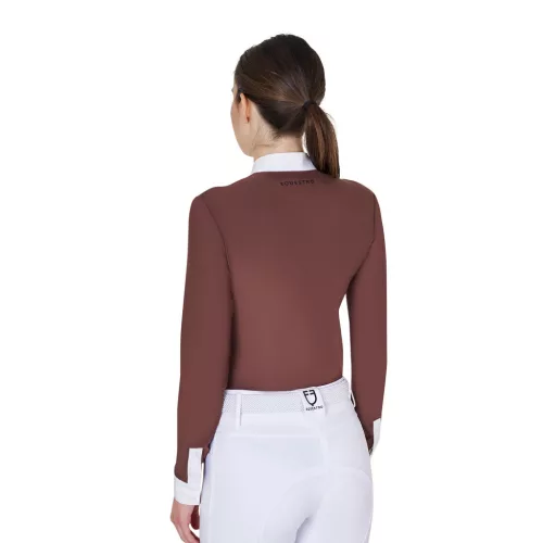 Női slim fit póló ing plissézett pamuttal