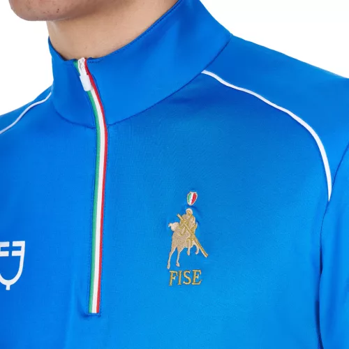 Férfi edzőpóló olasz zászlós cipzárral Equestro X FISE