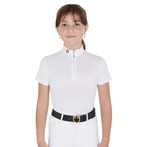 Lányok slim fit versenypóló cipzárral
