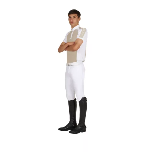 Férfi slim fit versenypóló négy gombbal