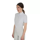 Equestro Női slim fit tréning póló cipzárral és gyöngyökkel