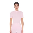 Equestro Női, slim fit edzőpóló zipzárral és gyöngyös gallérral