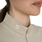 Equestro Női slim fit tréning póló cipzárral és gyöngyökkel