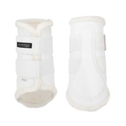 Fehér műszőrrel bélelt Acavallo díjlovas ínvédő