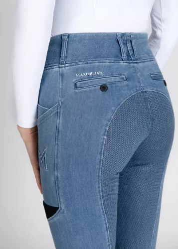 Maximilian Tech teliszilikonos lovaglóleggings - denim, XS