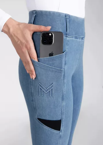 Maximilian Tech teliszilikonos lovaglóleggings - denim, XS