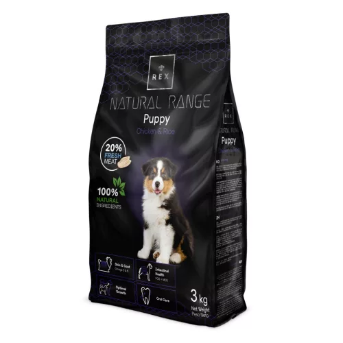Rex Natural Range Puppy - Chicken & Rice csirkés-rizses kölyöktáp kutyaeledel - 3 kg