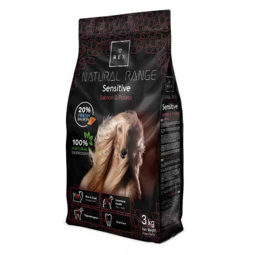 Rex Natural Range Sensitive - Salmon & Potato lazacos burgonyás hipoallergén szárazeledel - 3 kg