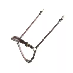   Ikonic állítható orrszíj rövid pofa szíjakkal - sötétbarna, Póni, ezüst csat